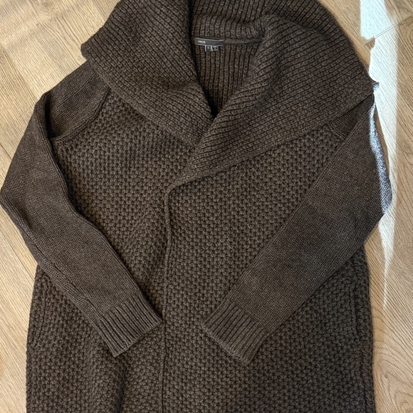 Vince Women's Dark Brown Textured Cardigan - Picture 2 of 2